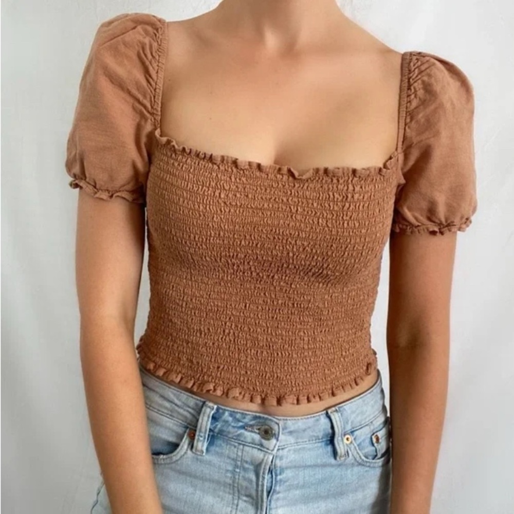 Urban Outfitters Sabrina Smocked Top - Picture 1 of 6